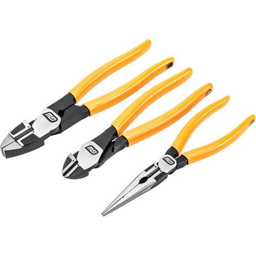 PITBULL Dipped Handle Electrician's Plier Set, 3 Pieces NTL Industrial