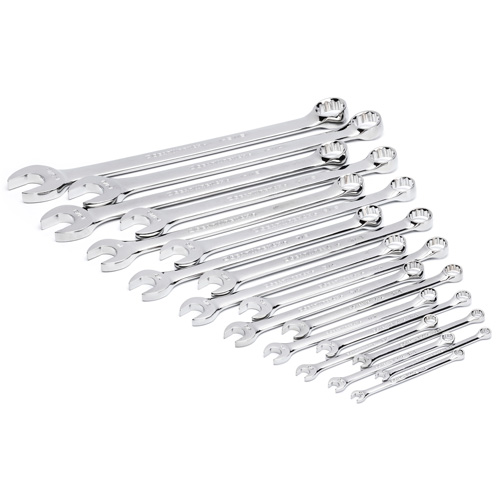 Jeu de cl&eacute;s mixtes SAE et longues &agrave; 12 pans dans un plateau de rangement en mousse, Ouverte, 19 morceaux, Imp&eacute;rial NTL Industrial