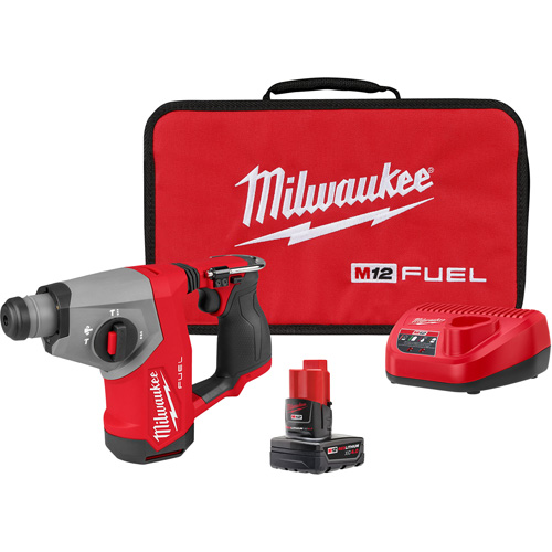M12 FUEL 5/8” SDS Plus Rotary Hammer Kit, 12 V, 5/8", 1214 RPM NTL Industrial