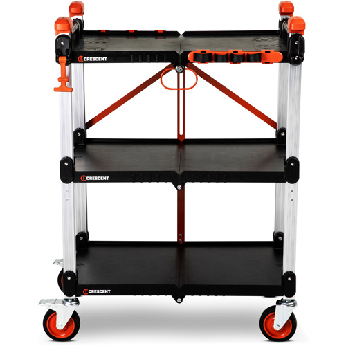 SITERUNNER 3-Shelf Folding Jobsite Cart, 30-3/5" L x 20" W x 42-1/2" H, Black NTL Industrial