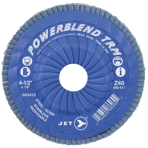 POWERBLEND TRM Trimmable Flap Disc, 4-1/2" x 7/8", Type 29, Z120 Grit, Zirconia Alumina NTL Industrial