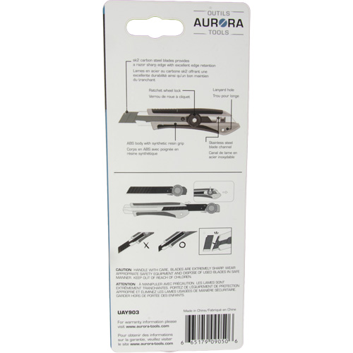 Couteau professionnel de 18 mm, Acier inoxydable, Robuste, Prise en Caoutchouc NTL Industrial