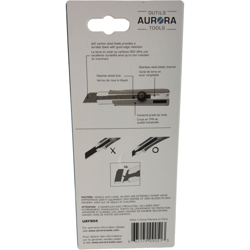 Couteau r&eacute;tractable de 25 mm, Acier inoxydable, Robuste, Prise en Caoutchouc NTL Industrial