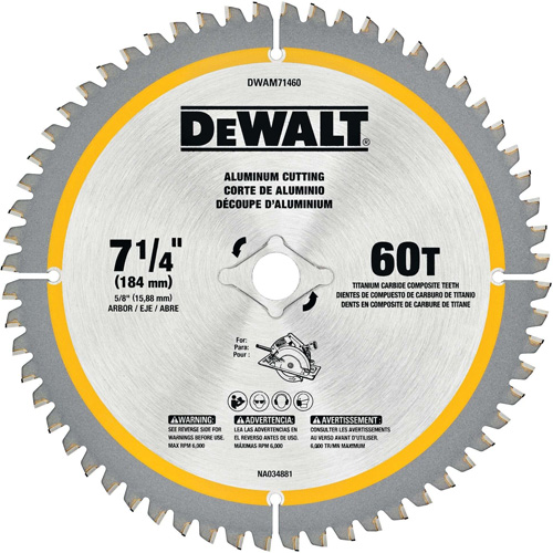 Tungsten Carbide-Tipped Steel Circular Saw Blade, 7-1/4", 60 Teeth, Non-Ferrous Use NTL Industrial