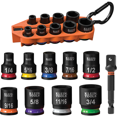 Grab-And-Go Impact Socket Set, SAE, 10 Pcs, Impact, 3/8" Drive Size NTL Industrial