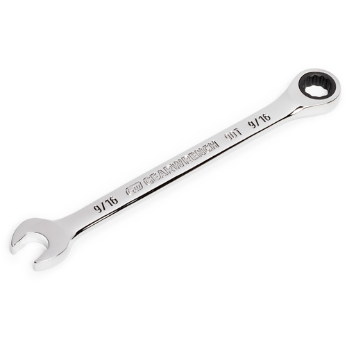 90-Tooth 12 Point Ratcheting Combination Wrench, 12 Point, 9/16", Chrome Finish NTL Industrial