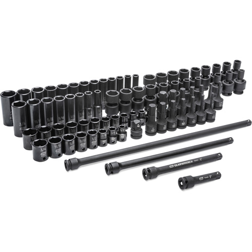 6 Point SAE/Metric Master Socket Set, 80 Pcs, Impact, 3/8" Drive Size, Deep NTL Industrial