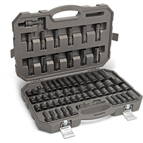 6 Point SAE/Metric Master Socket Set, 80 Pcs, Impact, 3/8" Drive Size, Deep NTL Industrial