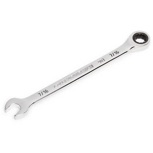90-Tooth Ratcheting Combination Wrench, 12 Point, 7/16", Chrome Finish NTL Industrial