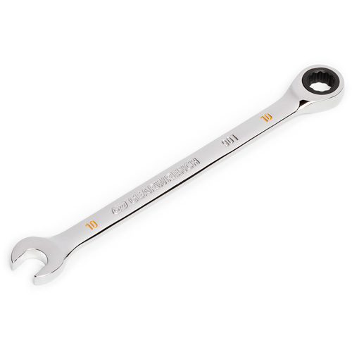 90-Tooth Ratcheting Combination Wrench, 12 Point, 10 mm, Chrome Finish NTL Industrial