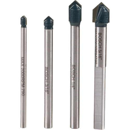 Glass & Tile Drill Bit Set, 4 Pieces, Carbide NTL Industrial