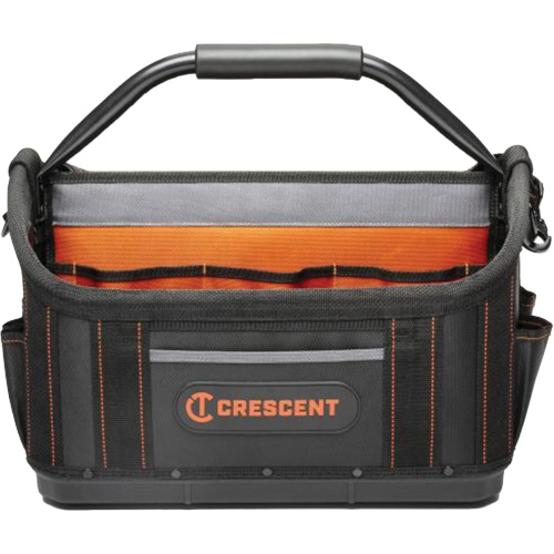 17" Tradesman Open Top Tool Bag, Polyester, 25 Pockets, Black/Orange NTL Industrial
