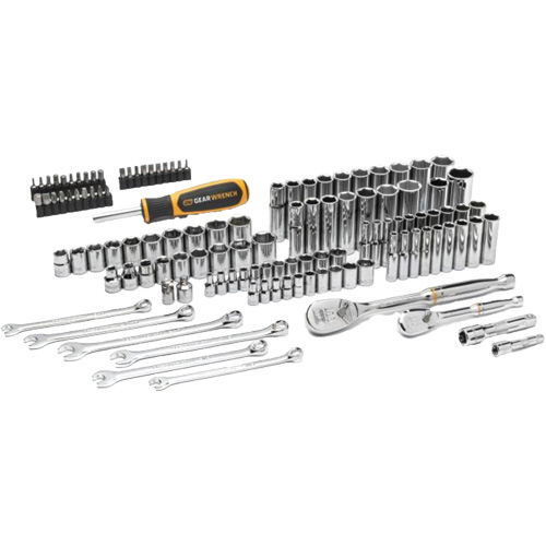 Jeu d'outils manuels pour m&eacute;canicien 90T SAE/m&eacute;trique avec prises 1/4" & 3/8" NTL Industrial