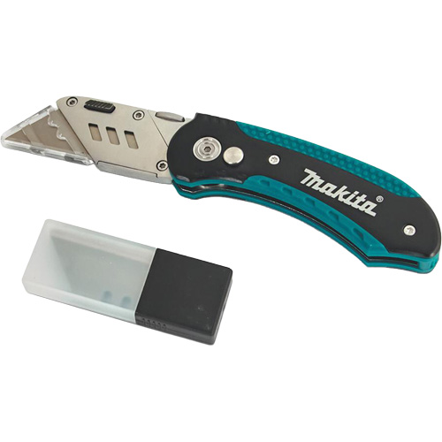 Folding Quick-Change Jobsite Utility Knife with 10-Piece Replacement Blades, Steel Blade NTL Industrial