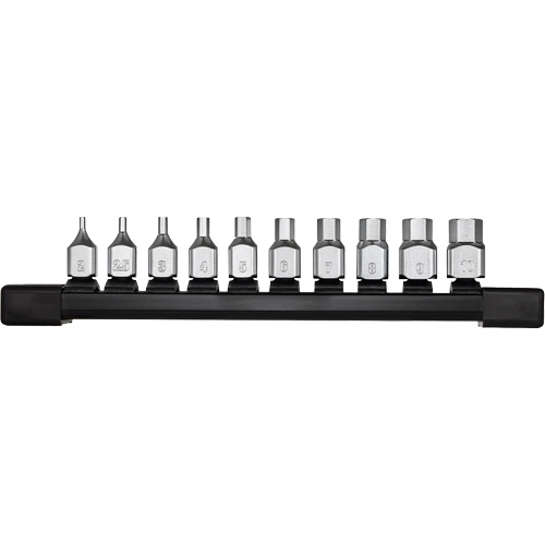 Low-Profile Metric Bit Socket Set, Hex, 1/4" Drive, 10 Pcs NTL Industrial