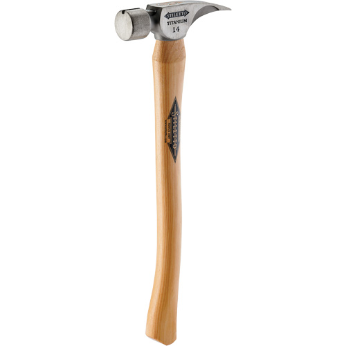 Titanium Smooth Face Hammer with Curved Hickory Handle, 14 oz., Wood Handle, 18" L NTL Industrial
