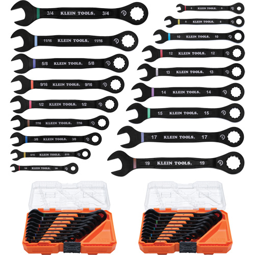 Wrench Set, Ratcheting Combination, 18 Pieces, Imperial and Metric NTL Industrial