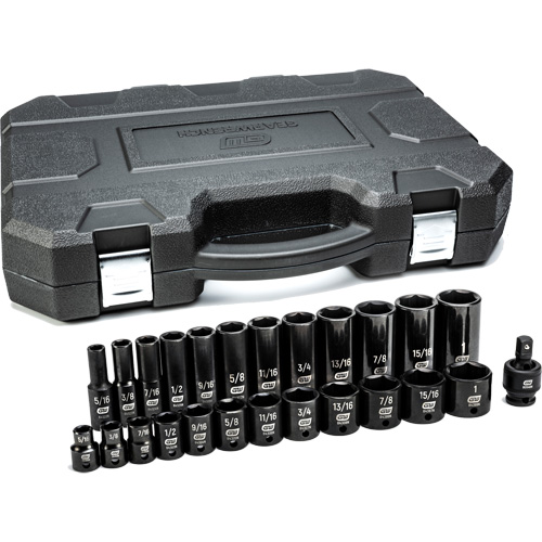 6-Point SAE Socket Set, 25 Pcs, Impact, 3/8" Drive Size, Deep NTL Industrial
