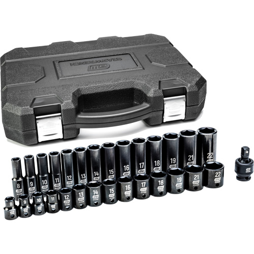 6-Point Metric Socket Set, 29 Pcs, Impact, 3/8" Drive Size, Deep NTL Industrial