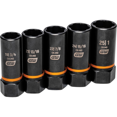 Bolt Biter Extraction Socket Set, 5 Pcs, Impact, 1/2" Drive Size, Deep NTL Industrial