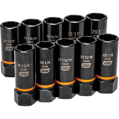 Bolt Biter Extraction Socket Set, 10 Pcs, Impact, 1/2" Drive Size, Deep NTL Industrial