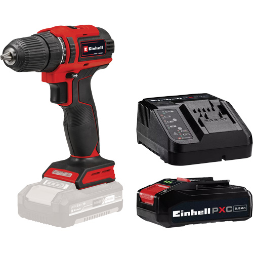 Cordless Drill/Driver with 2.5Ah PXC Battery & Charger Starter Kit, Lithium-Ion, 18 V, 3/8" Chuck, 354 in-lbs Torque NTL Industrial