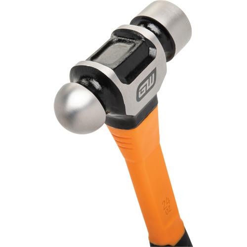 Ball Pein Hammer, 24 oz. Head Weight, Plain/Polished Face, Fibreglass Handle NTL Industrial