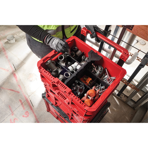 Bac &agrave; profil bas PACKOUT, 15" x 18-5/8" x 6-5/8", Noir/Rouge NTL Industrial