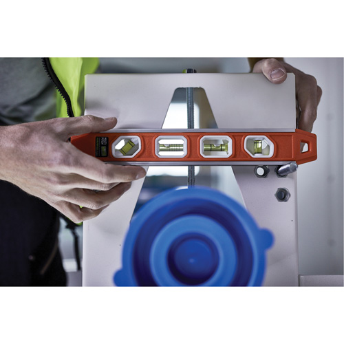 Reinforced Torpedo Level, 12" L, Aluminum, 4 Vials, Magnetic NTL Industrial