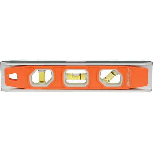 Glo-View&reg; Torpedo Level, 9" L, Aluminum, 3 Vials, Magnetic NTL Industrial