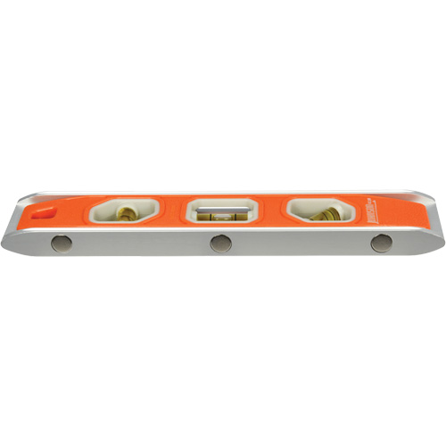 Glo-View&reg; Torpedo Level, 9" L, Aluminum, 3 Vials, Magnetic NTL Industrial