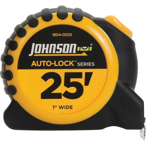 Auto-Lock Power Tape with Steel Belt Clip, 1" x 25', 1/16" Graduations NTL Industrial