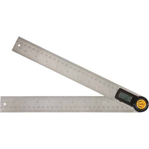Localisateur d'angle num&eacute;rique et r&egrave;gle, 11" lo, Acier inoxydable, Graduations de 1/32" NTL Industrial