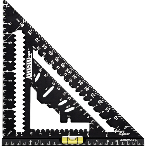 &eacute;querre de charpentier MACH-1 Smart Mark Johnny Square&reg; de 7-1/4 po avec fiole de niveau NTL Industrial