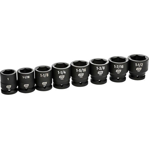 Jeu de douilles SAE &agrave; 6 pans, 8 Mcx, Chocs, Prise de 3/4" NTL Industrial