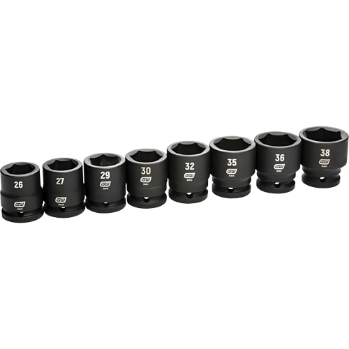 Jeu de douilles m&eacute;triques &agrave; 6 pans, 8 Mcx, Chocs, Prise de 3/4" NTL Industrial
