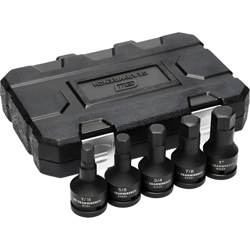 SAE Impact Bit Socket Set with Blow Mold Case, Hex, 3/4" Drive, 5 Pcs NTL Industrial