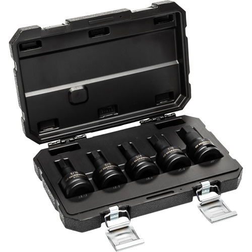 SAE Impact Bit Socket Set with Blow Mold Case, Hex, 3/4" Drive, 5 Pcs NTL Industrial