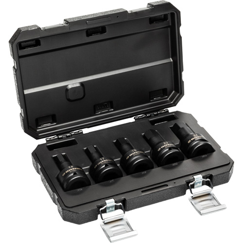 Metric Impact Bit Socket Set with Blow Mold Case, Hex, 3/4" Drive, 5 Pcs NTL Industrial