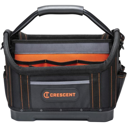 14" Tradesman Open Top Tool Bag, 1680 Denier/Polyester, 25 Pockets, Black/Grey/Orange NTL Industrial