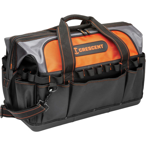 Sac &agrave; outils 20" pour entrepreneur, 1680 Denier/Polyester, 31 pochettes, Noir/Gris/Orange NTL Industrial