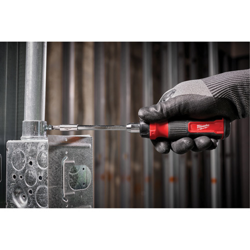 14-in-1 Ratcheting 1/4" Drive Multi-Bit Screwdriver, 10-11/100" L, Cushion Grip Handle NTL Industrial