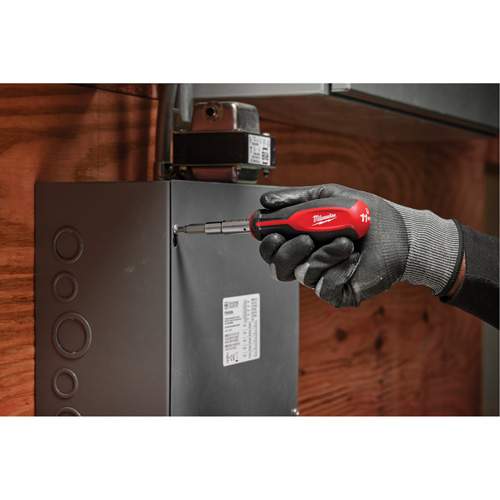 11-in-1 Magnetic 1/4" & 3/8" Drive Multi-Bit Screwdriver, 8" L, Cushion Grip Handle NTL Industrial
