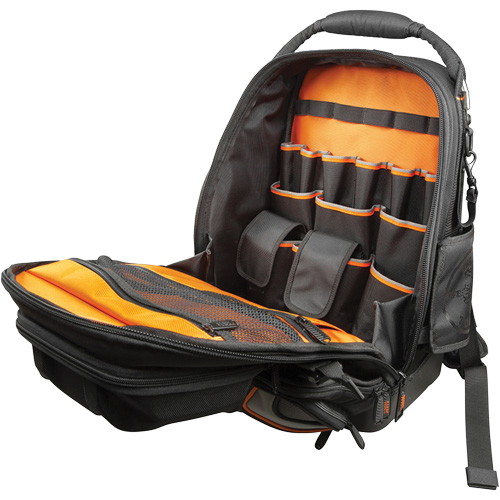 Sac &agrave; outils dorsal Tradesman Pro Tool Master, 11" lo x 13-1/2" la, Noir/Gris/Orange, Polyester NTL Industrial