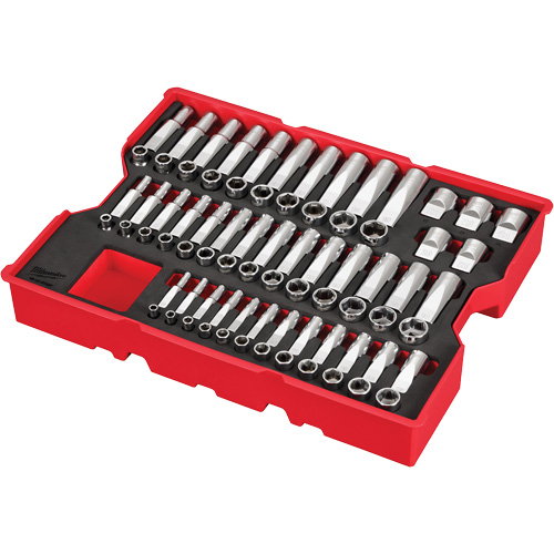 Jeu de douilles m&eacute;triques 1/4”, 3/8” et 1/2” avec plateau pour tiroir PACKOUT, 77 M NTL Industrial