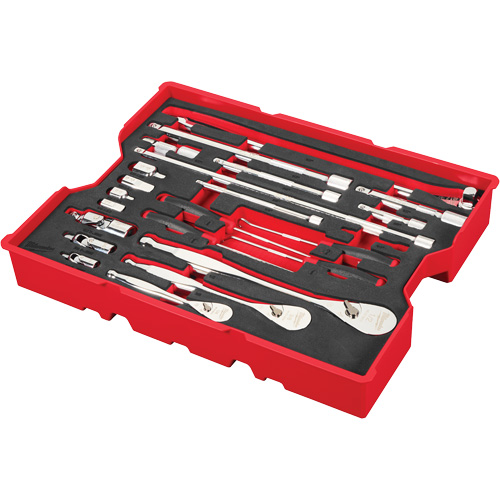 Ensemble de cl&eacute;s &agrave; cliquets et accessoires de 1/4", 3/8" et 1/2" avec plateau pour tiroirs PACKOUT, 23 M NTL Industrial