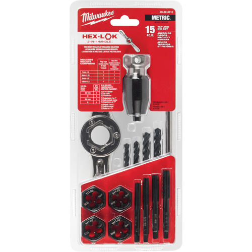 Metric Tap & Die Set with Hex-Lok 2-in-1 Handle, 15 Pieces NTL Industrial