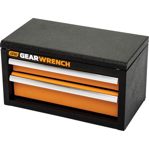 Heavy Gauge Mini Toolbox, 6" W, 2 Drawers, Black/Orange NTL Industrial