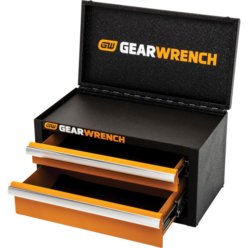 Heavy Gauge Mini Toolbox, 6" W, 2 Drawers, Black/Orange NTL Industrial