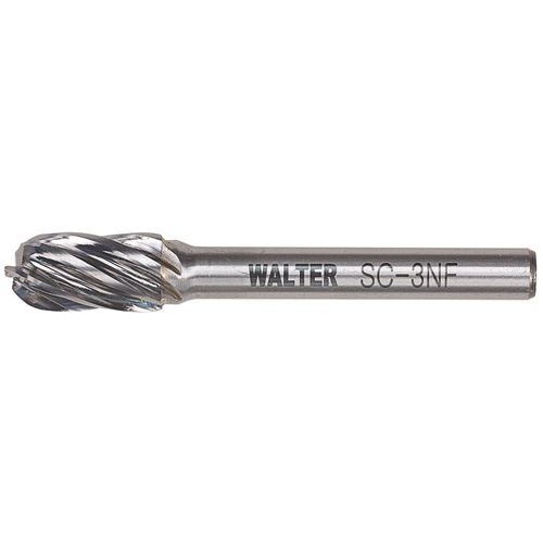 Double Cut Cylindrical Round Nose Carbide Burr, 1/2" Dia., 1" Depth of Cut NTL Industrial